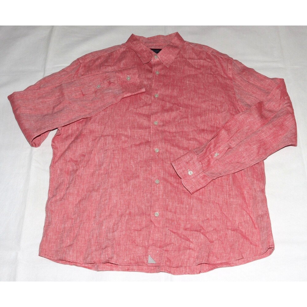 UNTUCKit Men's Long Sleeve Button Front Certan-De-May 100% Linen Shirt Size XL